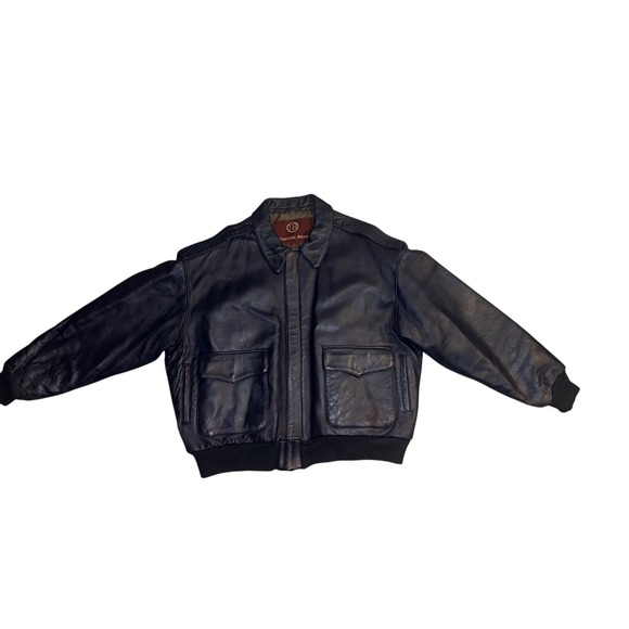 JOHNNIE REDD Mens Navy Blue Leather Bomber Jacket 3XL Flight Aviator Style - Picture 2 of 6